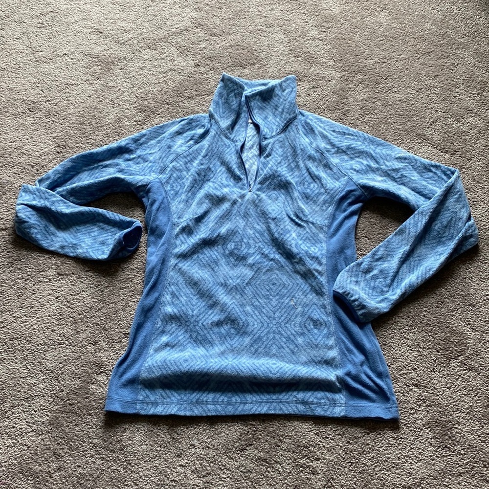 Columbia Blue Diamond Print Quarter Zip Fleece Pullover Size M